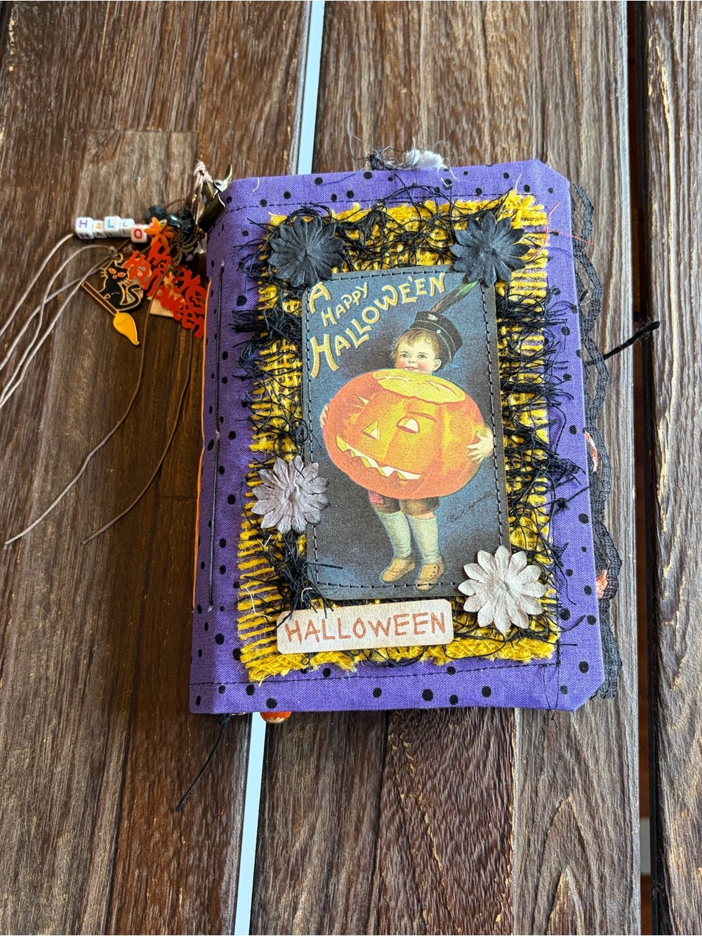 Halloween Junk Journal Small Handmade Decorated Pumpkin Happy Halloween 3 Sig